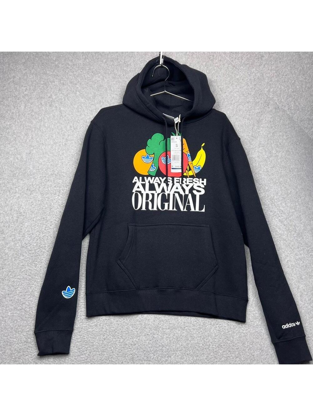 Adidas Originals Always Fresh Hoodie Black Fruit Graphic Pullover Mens S HD5259